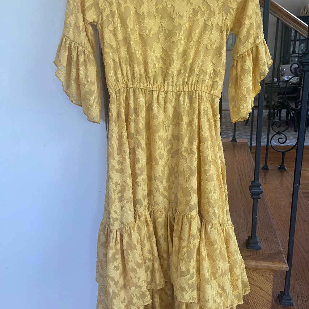 Joyfolie Gold Ruffled Tiered Sundress - Picture 2 of 8